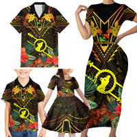 Papua New Guinea Southern Highlands Province Family Matching Short Sleeve Bodycon Dress and Hawaiian Shirt Papua Niugini Coat Of Arms With Flag Style - Wonder Print Shop