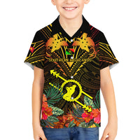 Papua New Guinea Southern Highlands Province Kid Hawaiian Shirt Papua Niugini Coat Of Arms With Flag Style - Wonder Print Shop