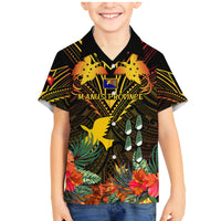 Papua New Guinea Manus Province Family Matching Mermaid Dress and Hawaiian Shirt Papua Niugini Coat Of Arms With Flag Style - Wonder Print Shop