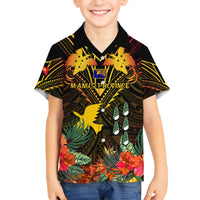 Papua New Guinea Manus Province Kid Hawaiian Shirt Papua Niugini Coat Of Arms With Flag Style - Wonder Print Shop