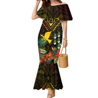 Papua New Guinea Manus Province Mermaid Dress Papua Niugini Coat Of Arms With Flag Style - Wonder Print Shop
