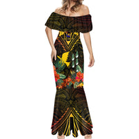 Papua New Guinea Manus Province Mermaid Dress Papua Niugini Coat Of Arms With Flag Style - Wonder Print Shop