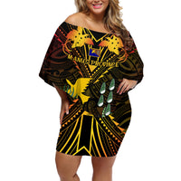 Papua New Guinea Manus Province Off Shoulder Short Dress Papua Niugini Coat Of Arms With Flag Style - Wonder Print Shop