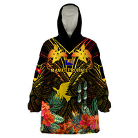 Papua New Guinea Manus Province Wearable Blanket Hoodie Papua Niugini Coat Of Arms With Flag Style - Wonder Print Shop