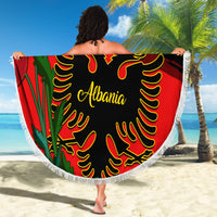 Albania Flag Day Beach Blanket Albanian Coat Of Arms With Red Poppy - Wonder Print Shop