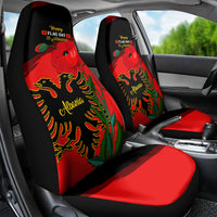 Albania Flag Day Car Seat Cover Albanian Coat Of Arms With Red Poppy - Wonder Print Shop