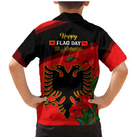 Albania Flag Day Family Matching Mermaid Dress and Hawaiian Shirt Albanian Coat Of Arms With Red Poppy - Wonder Print Shop