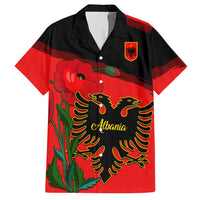 Albania Flag Day Family Matching Short Sleeve Bodycon Dress and Hawaiian Shirt Albanian Coat Of Arms With Red Poppy - Wonder Print Shop
