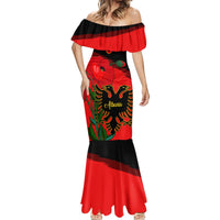 Albania Flag Day Mermaid Dress Albanian Coat Of Arms With Red Poppy - Wonder Print Shop