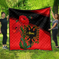 Albania Flag Day Quilt Albanian Coat Of Arms With Red Poppy - Wonder Print Shop