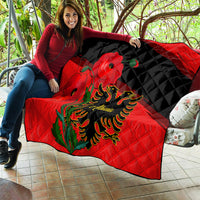 Albania Flag Day Quilt Albanian Coat Of Arms With Red Poppy - Wonder Print Shop
