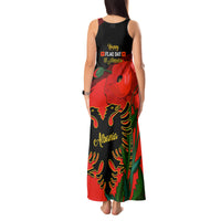 Albania Flag Day Tank Maxi Dress Albanian Coat Of Arms With Red Poppy - Wonder Print Shop
