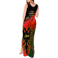 Albania Flag Day Tank Maxi Dress Albanian Coat Of Arms With Red Poppy - Wonder Print Shop