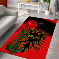 Personalised Albania Flag Day Area Rug Albanian Coat Of Arms With Red Poppy - Wonder Print Shop