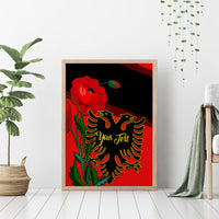 Personalised Albania Flag Day Canvas Wall Art Albanian Coat Of Arms With Red Poppy - Wonder Print Shop