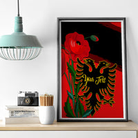 Personalised Albania Flag Day Canvas Wall Art Albanian Coat Of Arms With Red Poppy - Wonder Print Shop