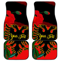 Personalised Albania Flag Day Car Mats Albanian Coat Of Arms With Red Poppy - Wonder Print Shop