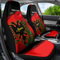 Personalised Albania Flag Day Car Seat Cover Albanian Coat Of Arms With Red Poppy - Wonder Print Shop