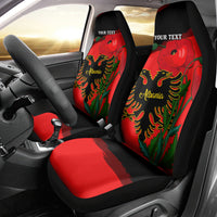 Personalised Albania Flag Day Car Seat Cover Albanian Coat Of Arms With Red Poppy - Wonder Print Shop