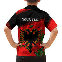 Personalised Albania Flag Day Family Matching Long Sleeve Bodycon Dress and Hawaiian Shirt Albanian Coat Of Arms With Red Poppy - Wonder Print Shop