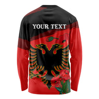 Personalised Albania Flag Day Long Sleeve Shirt Albanian Coat Of Arms With Red Poppy - Wonder Print Shop