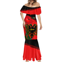 Personalised Albania Flag Day Mermaid Dress Albanian Coat Of Arms With Red Poppy - Wonder Print Shop