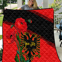Personalised Albania Flag Day Quilt Albanian Coat Of Arms With Red Poppy - Wonder Print Shop