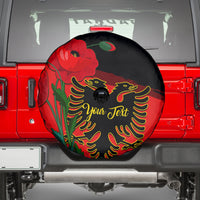 Personalised Albania Flag Day Spare Tire Cover Albanian Coat Of Arms With Red Poppy - Wonder Print Shop