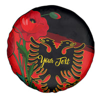 Personalised Albania Flag Day Spare Tire Cover Albanian Coat Of Arms With Red Poppy - Wonder Print Shop