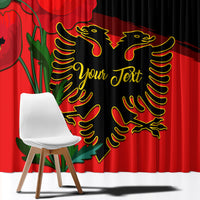 Personalised Albania Flag Day Window Curtain Albanian Coat Of Arms With Red Poppy - Wonder Print Shop