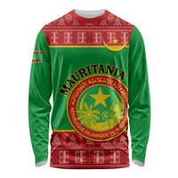 Personalised Mauritania Independence Day Long Sleeve Shirt Mauritanian Map Mix African Pattern - Wonder Print Shop