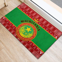 Personalised Mauritania Independence Day Rubber Doormat Mauritanian Map Mix African Pattern - Wonder Print Shop