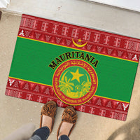 Personalised Mauritania Independence Day Rubber Doormat Mauritanian Map Mix African Pattern - Wonder Print Shop