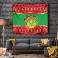 Personalised Mauritania Independence Day Tapestry Mauritanian Map Mix African Pattern - Wonder Print Shop