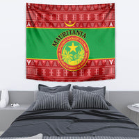 Personalised Mauritania Independence Day Tapestry Mauritanian Map Mix African Pattern - Wonder Print Shop