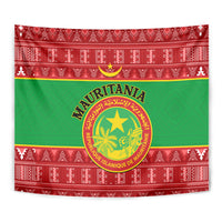 Personalised Mauritania Independence Day Tapestry Mauritanian Map Mix African Pattern - Wonder Print Shop