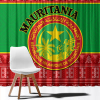 Personalised Mauritania Independence Day Window Curtain Mauritanian Map Mix African Pattern - Wonder Print Shop