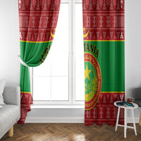 Personalised Mauritania Independence Day Window Curtain Mauritanian Map Mix African Pattern - Wonder Print Shop