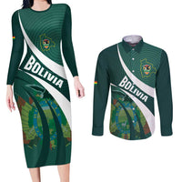 Custom Bolivia Football Couples Matching Long Sleeve Bodycon Dress and Long Sleeve Button Shirt La Verde Sporty Curves Style - Wonder Print Shop