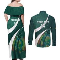 Custom Bolivia Football Couples Matching Off Shoulder Maxi Dress and Long Sleeve Button Shirt La Verde Sporty Curves Style - Wonder Print Shop