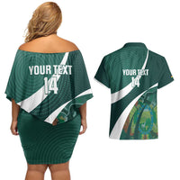 Custom Bolivia Football Couples Matching Off Shoulder Short Dress and Hawaiian Shirt La Verde Sporty Curves Style - Wonder Print Shop