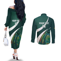 Custom Bolivia Football Couples Matching Off The Shoulder Long Sleeve Dress and Long Sleeve Button Shirt La Verde Sporty Curves Style - Wonder Print Shop