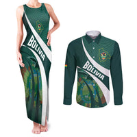 Custom Bolivia Football Couples Matching Tank Maxi Dress and Long Sleeve Button Shirt La Verde Sporty Curves Style - Wonder Print Shop