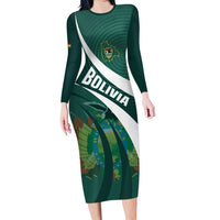 Custom Bolivia Football Family Matching Long Sleeve Bodycon Dress and Hawaiian Shirt La Verde Sporty Curves Style - Wonder Print Shop