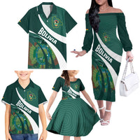 Custom Bolivia Football Family Matching Off The Shoulder Long Sleeve Dress and Hawaiian Shirt La Verde Sporty Curves Style - Wonder Print Shop