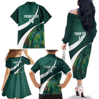 Custom Bolivia Football Family Matching Off The Shoulder Long Sleeve Dress and Hawaiian Shirt La Verde Sporty Curves Style - Wonder Print Shop
