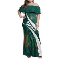 Custom Bolivia Football Family Matching Off Shoulder Maxi Dress and Hawaiian Shirt La Verde Sporty Curves Style - Wonder Print Shop
