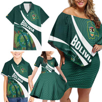 Custom Bolivia Football Family Matching Off Shoulder Short Dress and Hawaiian Shirt La Verde Sporty Curves Style - Wonder Print Shop