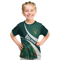 Custom Bolivia Football Kid T Shirt La Verde Sporty Curves Style - Wonder Print Shop