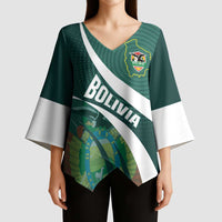 Custom Bolivia Football Kimono Sleeve Blouse La Verde Sporty Curves Style - Wonder Print Shop